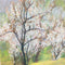 Mid Century Picture Pastel on Card Trees in Bloom