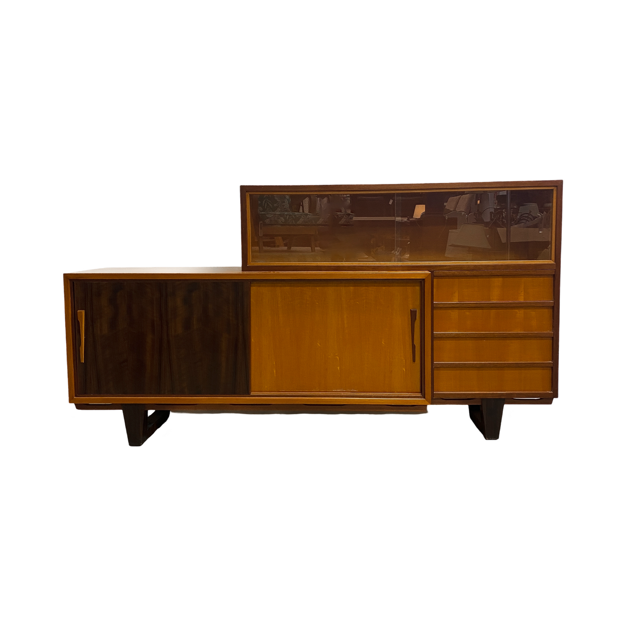 Mid Century Sideboard With Display Top Cabinet