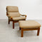 Mid Century Tessa Austin Leather Armchair With Footstool