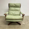 Mid Century Tessa Delmont Sage Leather Swivel Armchair