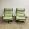 Mid Century Tessa Delmont Sage Leather Swivel Armchair
