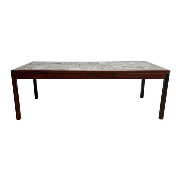 Mid Century Brazilian Rosewood Tiled Top Coffee Table
