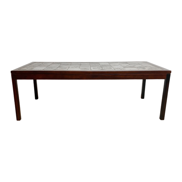 Mid Century Brazilian Rosewood Tiled Top Coffee Table 