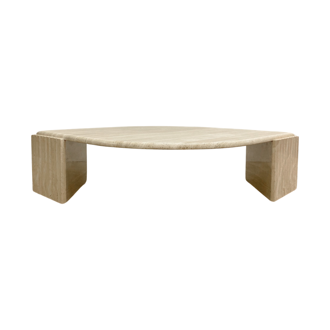 Mid Century Travertine Teardrop Coffee Table