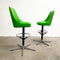 Pair Of Mid Century Green Vinyl Bar Stools