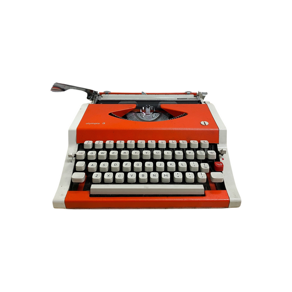 Vintage Orange Olympia Olympiette 3 portable vintage retro typewriter