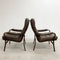 Pair Of Vintage Dark Chocolate Bent Plywood Danish Armchairs
