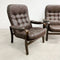 Pair Of Dark Chocolate Bent Plywood Danish Armchairs