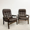 Pair Of Vintage Dark Chocolate Bent Plywood Danish Armchairs