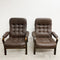 Pair Of Vintage Dark Chocolate Bent Plywood Danish Armchairs