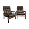 Pair Of Dark Chocolate Bent Plywood Danish Armchairs