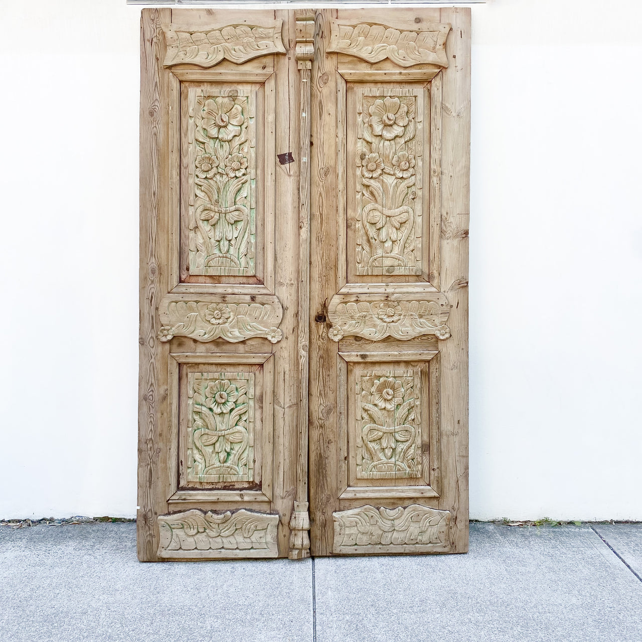 Pair Of Egyptian Baltic Pine Carved French Doors