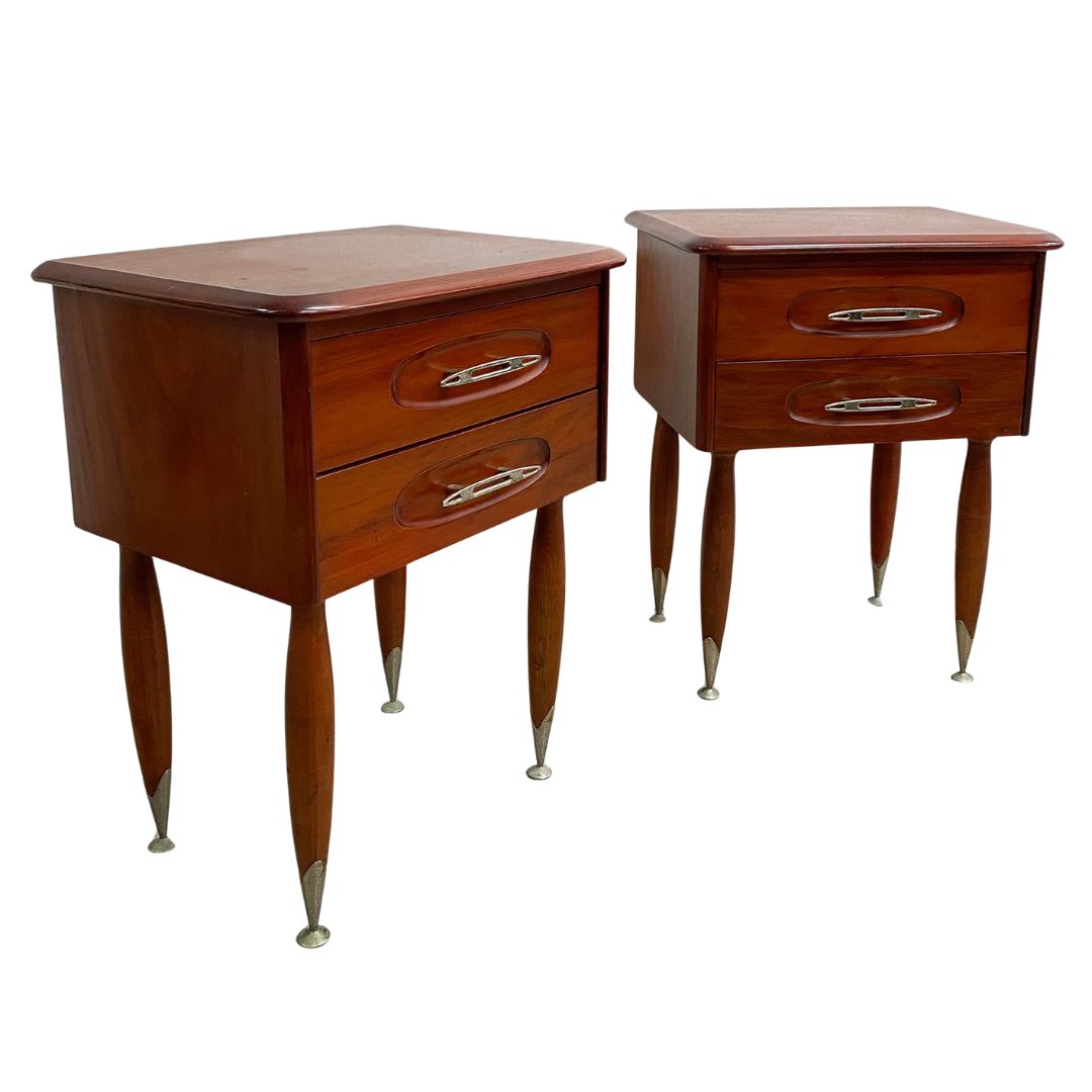 Pair of 1960's Atomic Mid Century Bedside Tables Drawers
