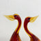 Pair of Mid Century Japanese Red and Orange Art Glass Ducks