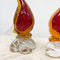 Pair of Mid Century Japanese Red and Orange Art Glass Ducks