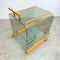 Post Modern Italian Wavy Glass And Blondewood Drinks Trolley