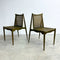 Rare Set Of 4 Mid Century John Duffecy Rattan And Green Dining Chairs