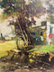Mid Century Painting By S.Stilo Italy Cottage Scene