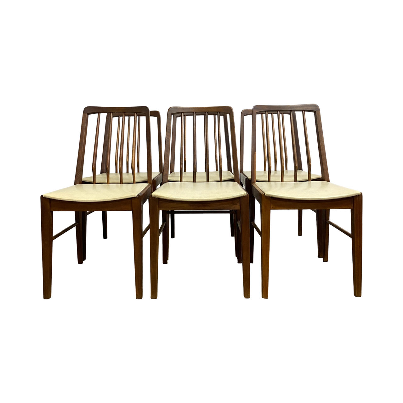 Set Of 6 Mid Century TH Brown Blackwood Dining Chairs