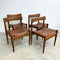 Set of 4 Mid Century Teak Parker 'Nordic' Dining Chairs With Original Leather Seats