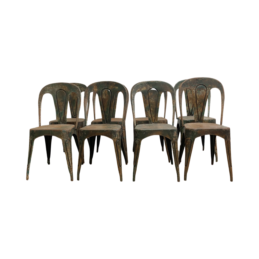 Set 8 Tolix Style Industrial Cafe Dining Chairs by Le Forge Sydney