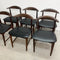 Set of 6 Early Mid Century Danish Afromosia "Cow Horn" Dining Chairs