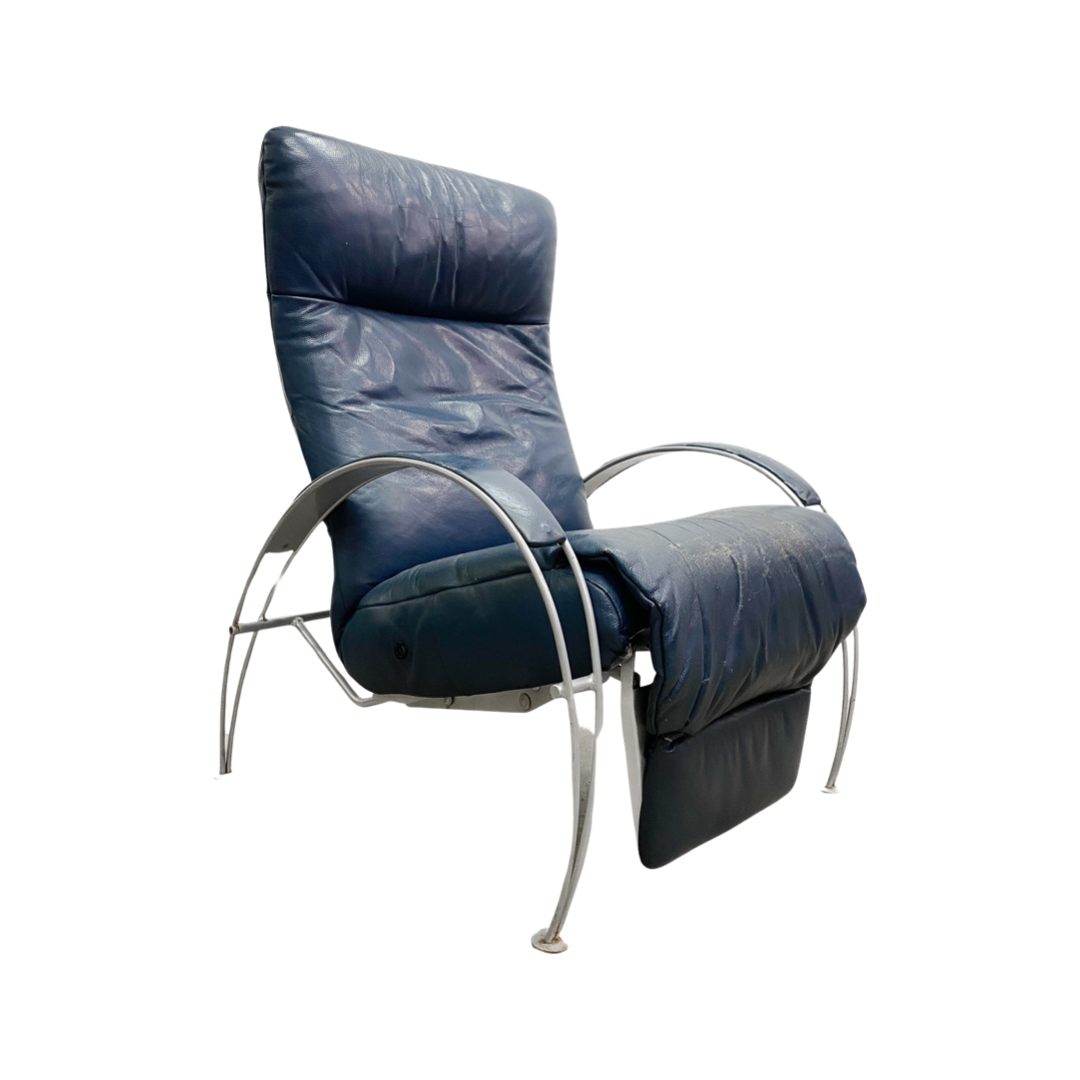 Vintage Billie Recliner Leather Armchair By Lafer Made in Brazil