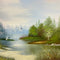 Vintage Landscape Painting With Water Birds Signed Grange