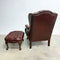 Vintage Moran Chesterfield Leather Wingback Armchair With Footstool