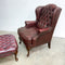 Vintage Moran Chesterfield Leather Wingback Armchair With Footstool