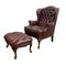 Vintage Moran Chesterfield Leather Wingback Armchair With Footstool