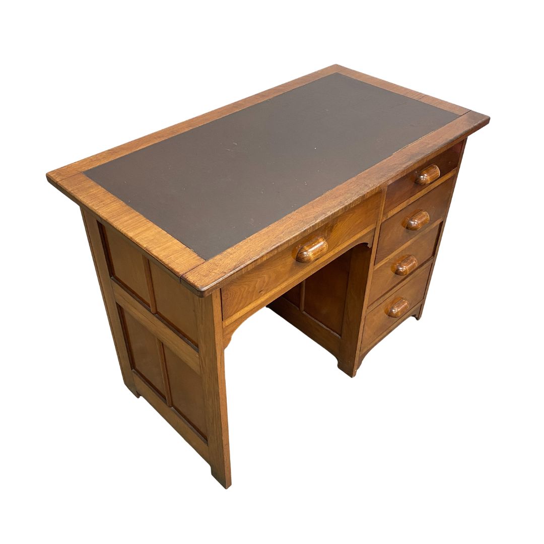 Vintage Tasmanian Blackwood Desk With Leather Top