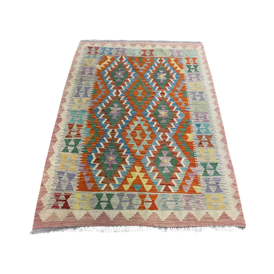 Vintage Hand Knotted Wool Kilim Rug