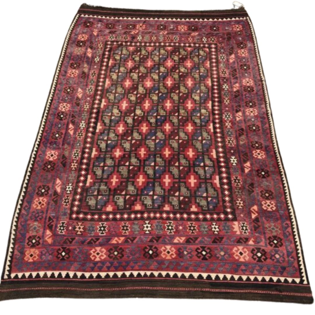 Vintage Wool Turkish Kilim Rug
