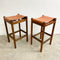 Rare Mary Featherston Mid Century 'Hobb' Stools With Tan Leather Seats - 2 Available
