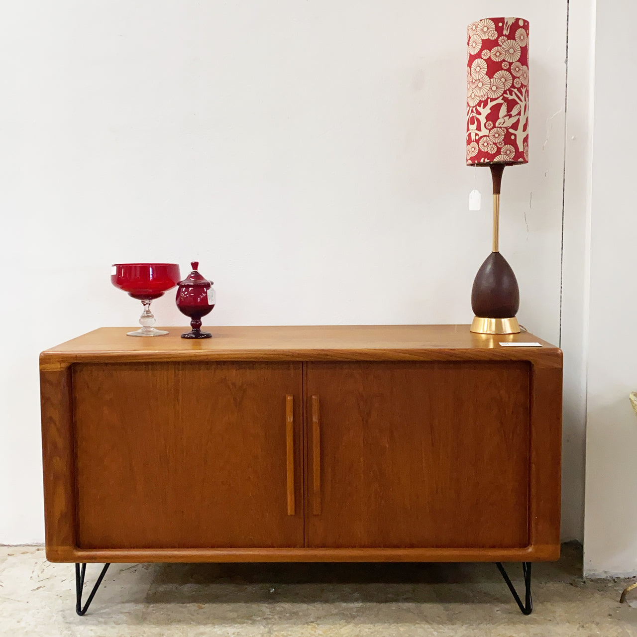 Mid Century 1960's Danish Teak Pin Leg sideboard By Dyrlund