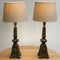 Pair Mid Century 1960's Green Ornate Dolphin Table Lamps