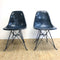2 x Indigo Blue Fibreglass ‘Eiffel’ chairs by Modernica W/ Black Base