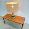Mid Century Ceramic Base Lamp With Rattan Shade