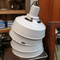 Rare Vintage hospital Industrial Enamel and Glass Pendant Lights