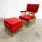Original 1950's Mid Century Armchair & Footstool