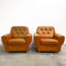 Pair of Orange Leather Rolled Armchairs