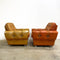 Pair of Orange Leather Rolled Armchairs