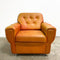 Pair of Orange Leather Rolled Armchairs