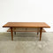 Restored Danish Mid Century Coffee Table With Rattan Shelf