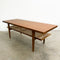 Restored Danish Mid Century Coffee Table With Rattan Shelf