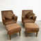 Pair Of Mid Century Velvet Armchairs With Footstools