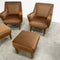 Pair Of Mid Century Velvet Armchairs With Footstools
