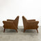 Pair Of Mid Century Velvet Armchairs With Footstools