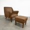Pair Of Mid Century Velvet Armchairs With Footstools